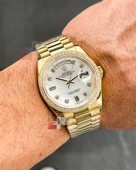 rolex day date yellow gold diamonds|rolex day date reference numbers.